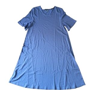 Gudrun Sjoden Organic Cotton Short Sleeve Tunic Dress Blue Women's Large